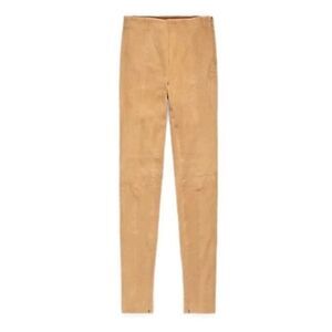 Ralph Lauren LRL Pants Size L Womens Camel Tan 100% Goat Suede Skinny Legging